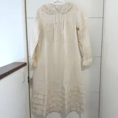 ピンクハウス★半袖★前ボタン開きローンミディワンピース★キナリ ピンクハウス☆半袖☆前ボタン開きローンミディワンピース☆キナリ