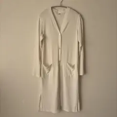 [ユニクロ] ホワイトリブ編みロングカーディガン