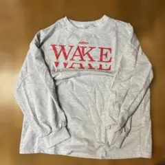 グレー 長袖 Tシャツ プリント入り