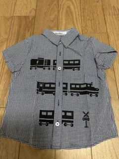 familiar 半袖シャツ 110cm ギンガムチェック 電車