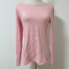 海外古着　ジェイクルー レディースTシャツ ボートネック 長袖 無地 S ピンクのサムネイル
