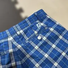 良品 FootJoy ハーフパンツ チェック柄 ブルー サイズ81（L）