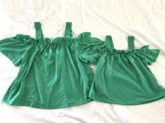 【親子お揃いセット】ZARA kids 緑オフショルトップス164cm110cm