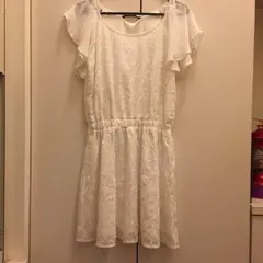 オールレース ホワイトワンピ 刺繍 花柄 ヘザー