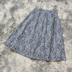 TALBOTS M 膝丈スカート リバティ柄 ペイズリー 総柄 ブルー 通勤のサムネイル