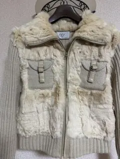 リアルファー付きニットジャケット