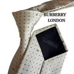 BURBERRY バーバリー　水玉模様　ホワイトベージュドット柄 シルクネクタイ