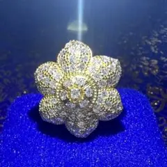 昭和レトロ ヴィンテージ 金 GOLD 指輪 パヴェリング ホワイトストーン 