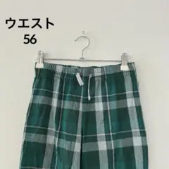 キャットアンドジャック【L】チェック ストレートパンツ 緑 ポリエステル 部屋着