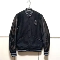 美品★DIESEL　ディーゼル　メルトン×レザー　スタジャン　ワッペン　ブラック