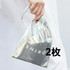 【新品】SHIRO 巾着ポーチ シルバーのサムネイル