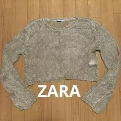 ZARA メタリック クロップドニット ゴールド S