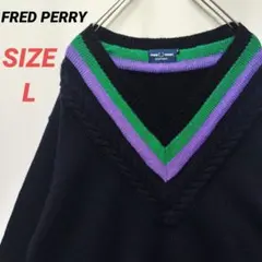 FRED PERRY　フレッドペリー　チルデンニットセーター　メンズ　L　紺