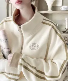 javaフリース ハーフジップ プルオーバー アイボリー