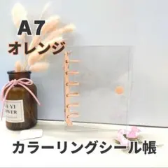 シール帳 クリア オレンジ リフィル付 ポケット A7バインダー 6穴 透明