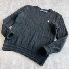 美品⭐️ポロ　ラルフローレン　ウールカシミヤ　ケーブルニット 黒