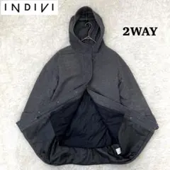 『INDIVI』インディヴィ　フーディーコート　カシミヤ混　ウール　2WAY