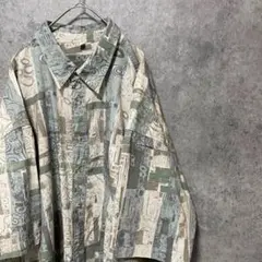 90s vintage 半袖　柄シャツ　メンズ　古着　個性派　奇抜