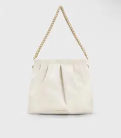CHARLES&KEITH ブレードチェーンハンドルホーボーバッグクリーム白