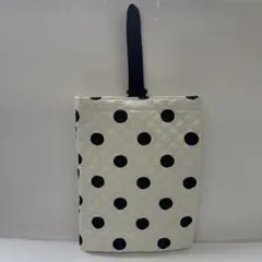 【訳あり】シューズバッグ　水玉　白　上履き入れ　上靴袋