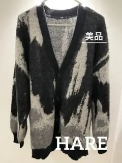 『HARE』ハレ (M) モヘヤ混ニットカーディガン / 総柄のサムネイル