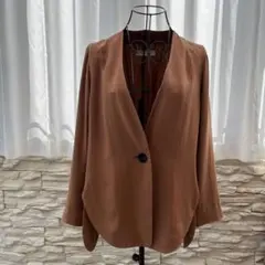 スナイデル　ノーカラージャケット　赤茶