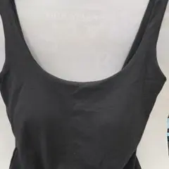 ダークグレー　カッブ付きストレッチタンクトップ