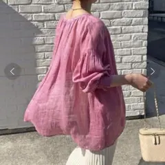COLLAGE　シアーラミー2WAYギャザーブラウス　リネン　ガリャルダガランテ
