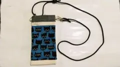 スマホポーチM ハンドメイド 猫柄 青