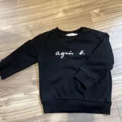 agnis b. 黒 トレーナー 定番ロゴ 18mois