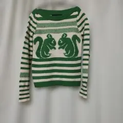 TOPSHOP PETITE リス柄 長袖ニット グリーンのサムネイル