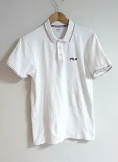 【FILA】フィラ ワンポイント刺繍ロゴ 半袖ポロシャツ ホワイト Mのサムネイル