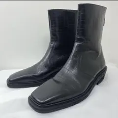 極美品✨HARE 本革 スクエアトゥ ブーツ　バックジップ　クロコ型押し