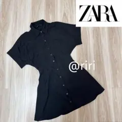 ZARA 半袖シャツワンピース S 黒のサムネイル