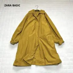 【ザラベーシック】トレンチコート　アウター　丸襟　ボタン　マスタード　S M相当
