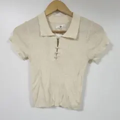 【タグ付】Lutimニット調襟付きシャツ　アイボリー　フリーサイズ