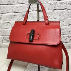 極美品✨グッチ デイリー バンブー 2way シボ革 ショルダーバッグ