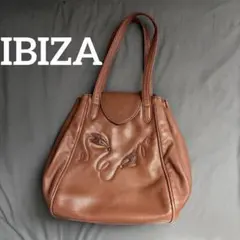 IBIZAイビザ　レザー ハンドバッグ ブラウン 刺繍デザインのサムネイル