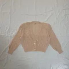 ピンク編み込みカーディガン