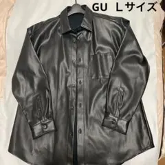 フェイクレザーオーバーシャツ　ブラック　L 美品