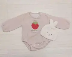【バースデイ】いちご柄 長袖ロンパース 80cm