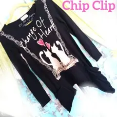 ✫Chip Clip✫ 猫イラスト 長袖Tシャツ