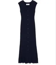 SNIDEL フロントボタンニットワンピース ネイビー