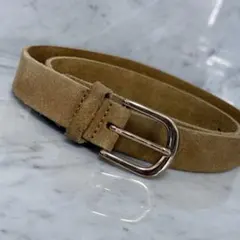 本革 H＆M ベージュ スエード ベルト シルバー バックル ベージュ シンプル