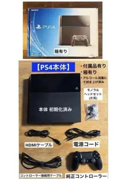 PS4本体セット【付属品・箱有り】アルコール消毒拭き上げ済み