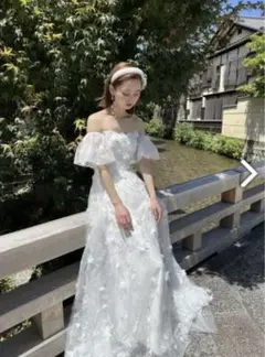 ★24時間限定セール★ウェディングドレス前撮り お色直し フラワー シルバー刺繍