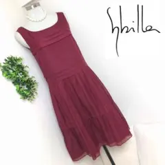 Sybillaシビラの上品ノースリーブワンピースMバーガンディのサムネイル