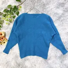 MICHEL KLEIN【38】Vネックニット ウール100% 日本製 青