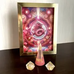 【開運アート】龍神様開運アート額縁付き　オルゴナイト3点セット　浄化　癒し