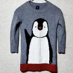 GAPキッズ ニット95 灰色 ペンギン柄 厚手 秋冬可愛い アニマル 子供服